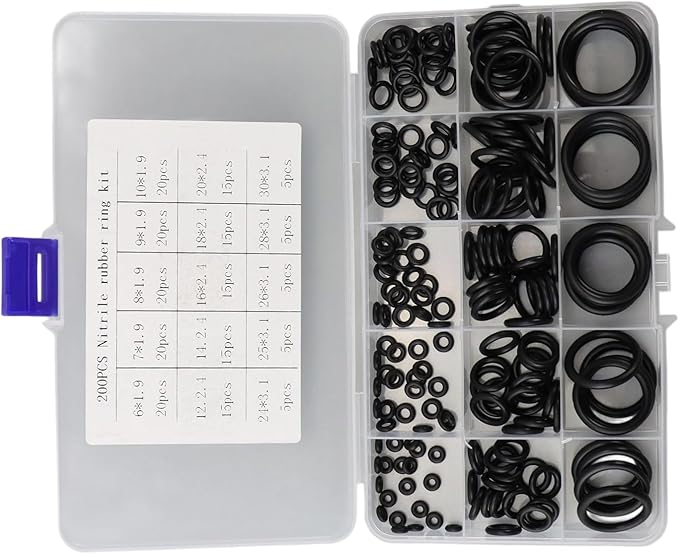 200Pcs 15 Sizes O Rings Assortment Kits Sealing Rubber Rings Gaskets for Automotive Repair, Plumbing and Faucet
