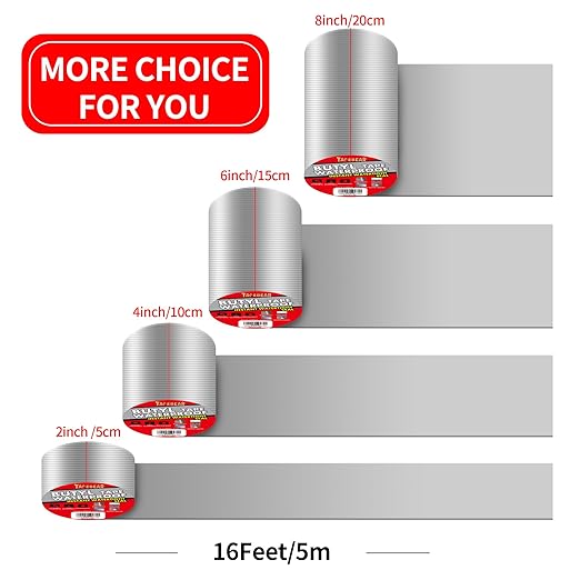 TAPEBEAR Butyl Tape Waterproof Sealing Tape 2inch x16feet, Upgraded Aluminum Foil Tape Heavy Duty for RV Repair, Awning, Window, Glass & EDPM Roof Leak Patching, Boat and Pipe Sealing, Silver