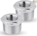MAACFLOW Stainless Steel 1" Male NPT to 1/2" Female NPT Adapter Reducer Hex Bushing (Thread OD 1.27" - ID 0.72") (pack of 2)