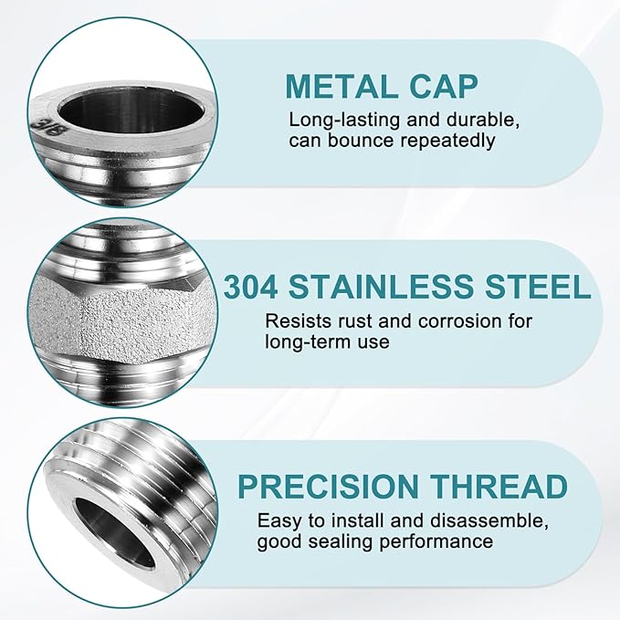 HARFINGTON Push to Connect Fittings 3/8" Tube OD x 3/8" NPT Thread Male Straight Union Fittings 304 Stainless Steel Quick Connect Pneumatic Accessories for Trailers Air Brake System