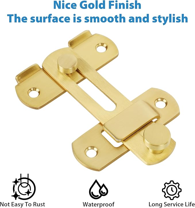 Alise 4 inch Heavy Duty Flip Latch Gate Latches, Safety Door Lock for Barn Wood Fence Sliding French Doors,SUS304 Stainless Steel Gate Hardware Gold Finish,MS9500-G