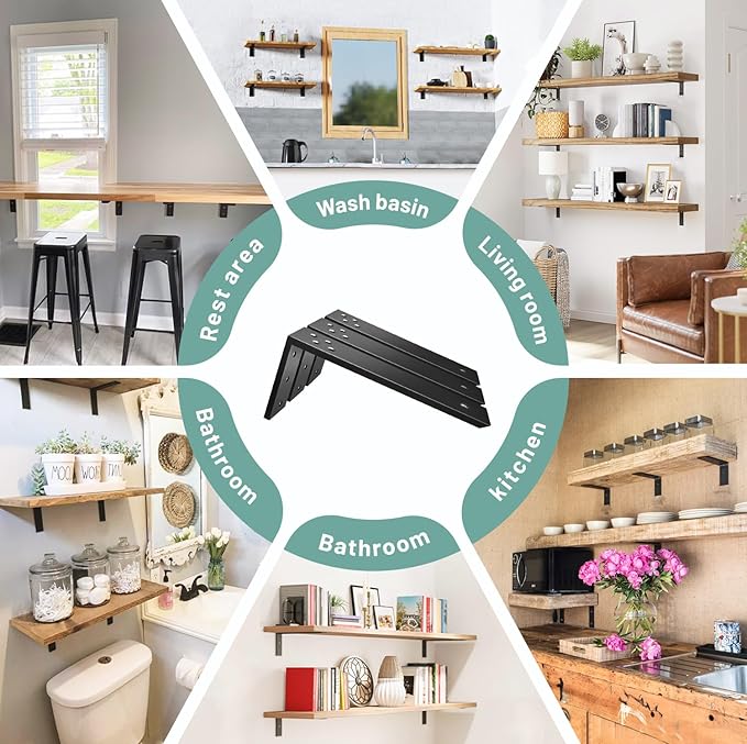 WINKER Countertop Support Brackets 3 Pack L Bracket 16" x 6" x 2.5" Heavy Duty 3/8" Thick Steel Corbels L Shape Bracket for Wood Shelf/Quartz/Granite/Concrete Countertops