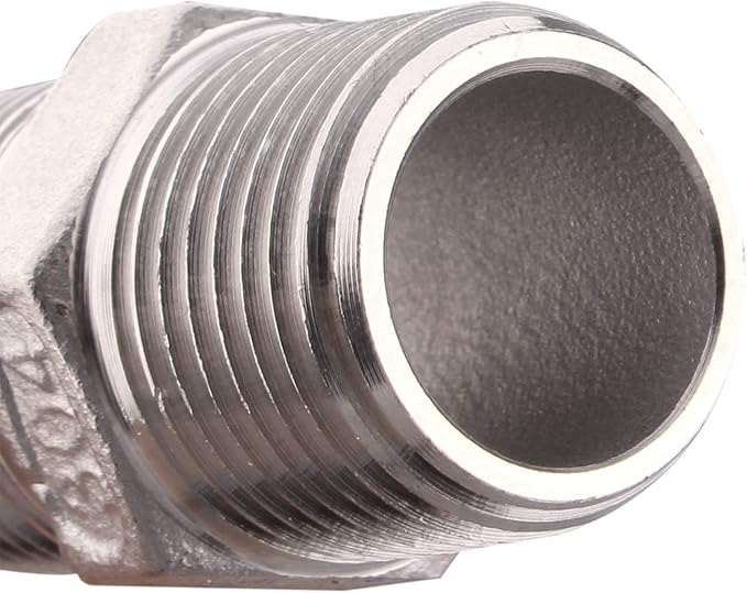 Hex Nipple 1/2 Inch Male NPT - DERPIPE Stainless Steel 304 Threaded Pipe Fitting for Brew Kit, Home Piping Application(Pack of 10)