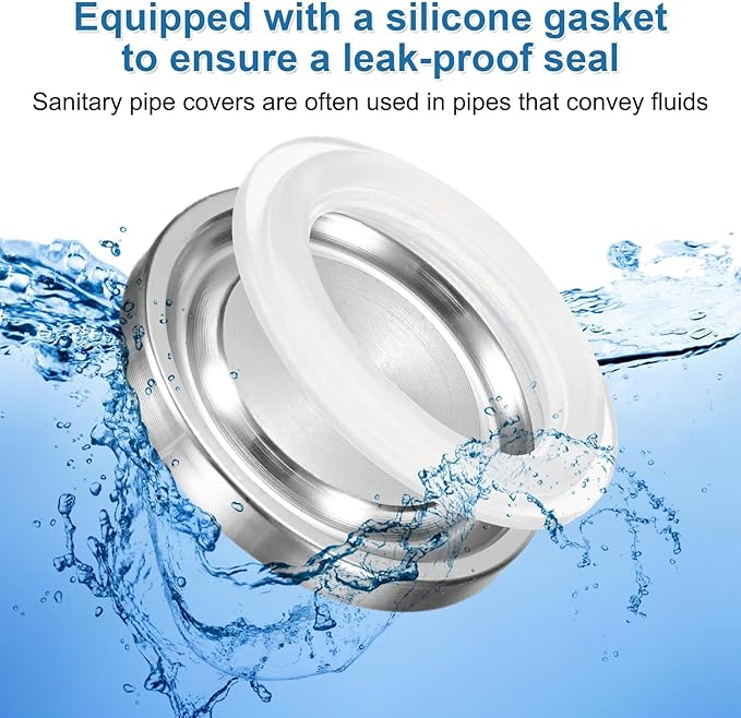 uxcell Stainless Steel Sanitary Fitting Clamp End Cap 1" (25.4mm) Solid Tube End Cap with Silicone Gasket for Food Beverage Cosmetics Factory Pipes