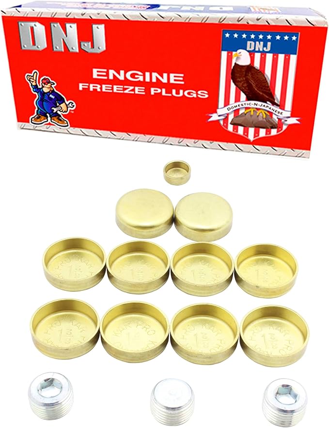 DNJ FPS1100 Brass Freeze Plug Set for 1999-2013 Chrysler, Dodge, Jeep, Mitsubishi, Ram 1500, Aspen, Commander 4.7L V8 16V SOHC 287cid