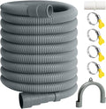 23FT Washing Machine Drain Hose, Universal Dishwasher Hose Extension Kit with 1 U-Bend Holder, 1 Extension Adapter and 4 Hose Clamps