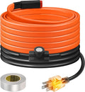 12FT Heat Tape for Water Pipes Freeze Protection IP65 Waterproof 7W/FT 110V BDDFOTO Water Pipe Heat Cable With Thermostat Self-Regulating Pipe Heater for House Garden/RV Camper