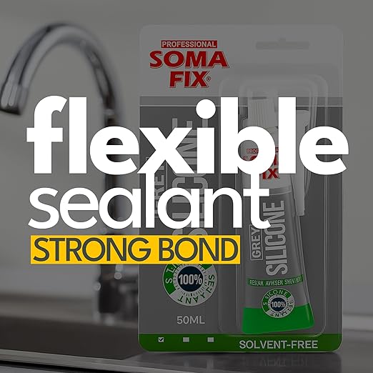 Silicone Caulk - Squeeze Tube Silicone Sealant for Wood, Kitchen, Bathroom, Sink, and Windows - Multi-Purpose & Waterproof (Gray)