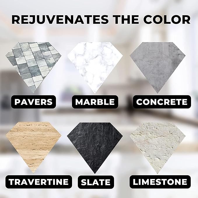 Color Enhancer Sealer for All-Natural Stone and Pavers. Marble, Travertine, Limestone, Granite, Slate, Concrete, Grout, Brick, Block. (1-Quart)