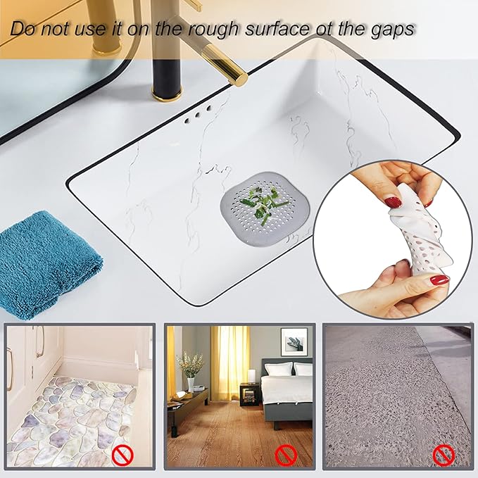 Hair Drain Catcher,Square Drain Cover for Shower Silicone Hair Stopper with Suction Cup,Easy to Install Suit for Bathroom,Bathtub,Kitchen 4 Pack (Pure White)
