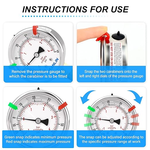 MEANLIN MEASURE -30inHG~60Psi Vacuum Pressure Gauge 1/8" NPT 2.5" FACE DIAL, Stainless Steel Liquid Filled Pressure Gauge WOG Water Oil Air Lower Mount (with 2PCS Snaps)
