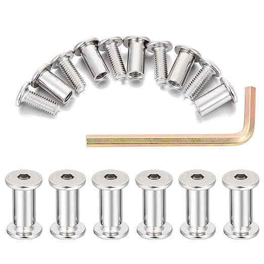 50 Sets Silver Hex Drive Nuts - M6x15mm Furniture Bolts Metal Bolt Kit for Tv Wall Mount Nuts, Leather Kit Binding Post Fit for Furniture