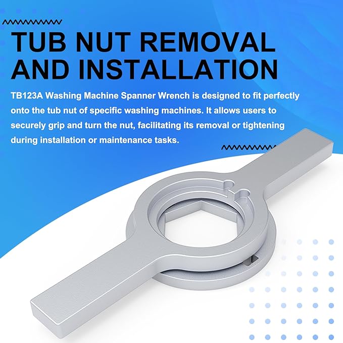 TB123A Washer Spanner Wrench compatible with Whirlpool, GE, Kenmore & More – Tub Nut Removal Tool 1-11/16", Replaces TB123B ERTB123A AP4503397 – Heavy-Duty Washing Machine Wrench