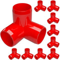 FORMUFIT 1/2” 3-Way Elbow Furniture Grade PVC Fitting in Red, Made in USA, UV-Resistant, Impact-Proof, 0.840” Actual Socket Diameter (Pack of 10)