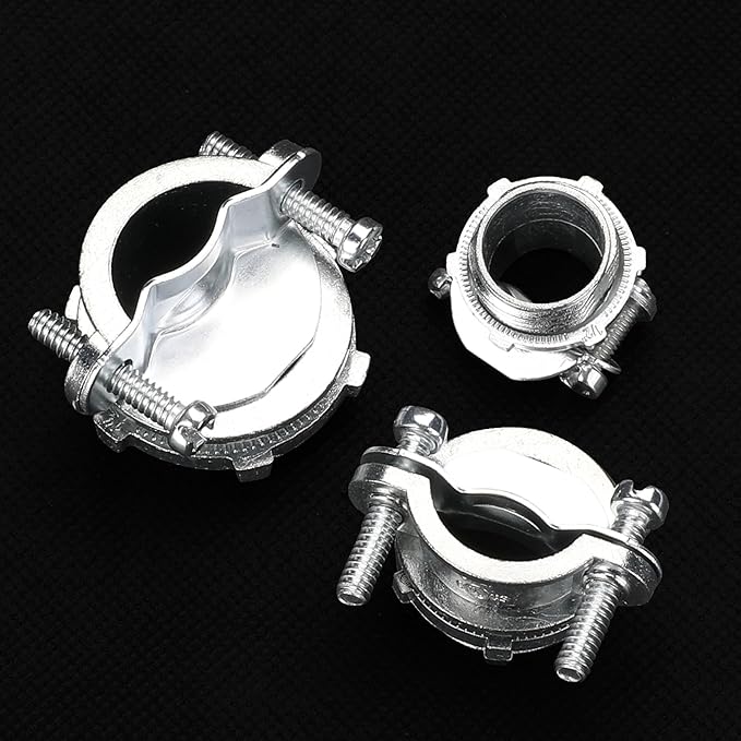 Hromee Cable Connectors, 20PCS 1/2" 3/4" 1” Clamp Type Cable Connectors Assortment for Metallic Conduit Protect Cables