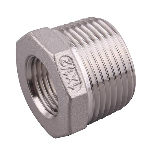 Reducer Hex Bushing 1" NPT Male 1/2" NPT Female Stainless Steel Reducing Flush Adapter Cast Pipe Fitting