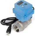 U.S. Solid 1-1/4" Motorized Ball Valve with US Plug 110VAC 304 Stainless Steel Electrical Ball Valve, Auto Return, Normally Closed, NSF Certified, IP67