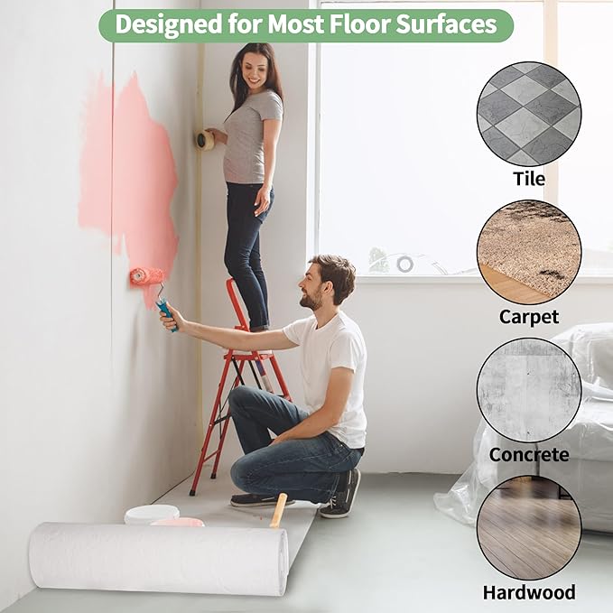 36" x 100' Temporary Floor Protection for Construction, Reusable Heavy Duty Floor Covering Roll for Hardwood Floors Tile & Paint, Anti Slip, Waterproof Carpet Protector Covers 300 sqft (3' x 100')
