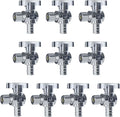 VINTEX Angle Stop Valve 10 Pack, 1/2" Pex x 3/8" OD Compression, Quarter Turn Water Shut Off Valve with 10 Pcs Clamp Rings,Solid Brass, Pex, CPVC