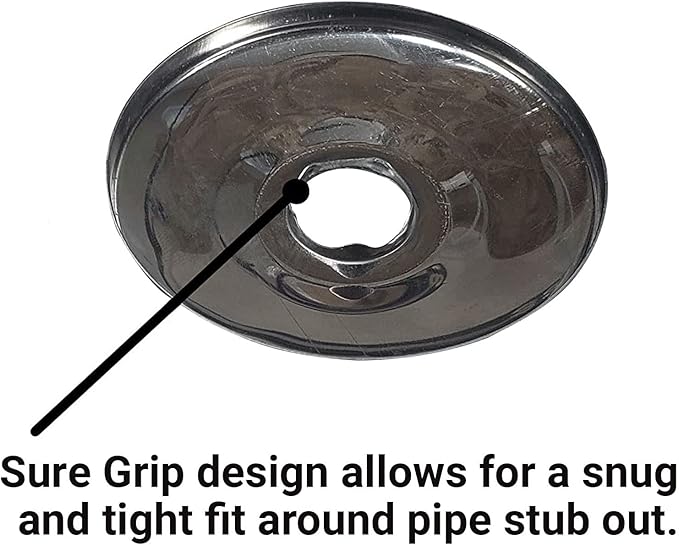 1/2" Chrome Plated Steel Escutcheon Flange Cover with Sure Grip for 1/2" Copper, PEX, and CPVC pipe wall covers [10 Pack]