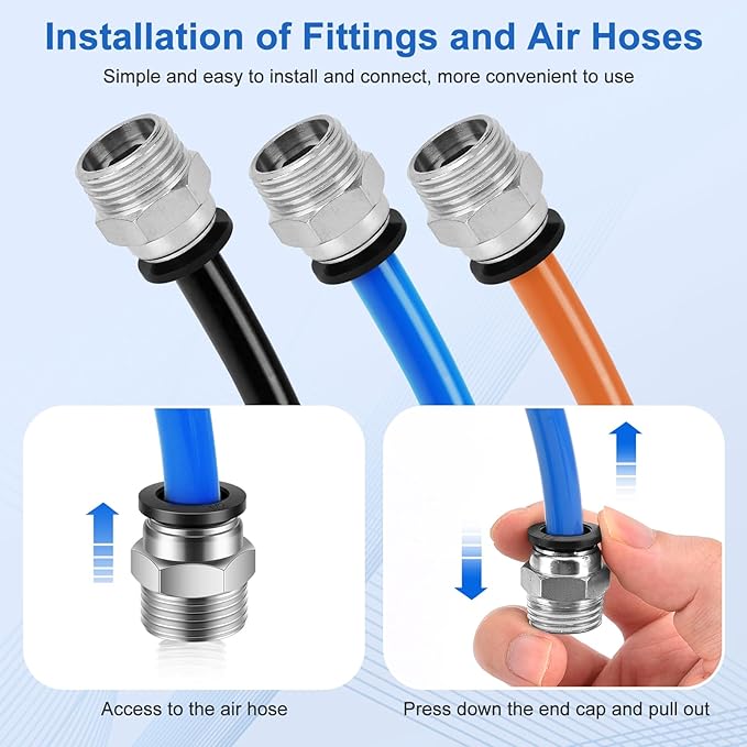 10 Pcs Push-to-Connect Fittings 1/2 Inch Tube OD x 1/2 Inch NPT Thread Pneumatic Male Straight Quick Connect Air line fittings