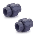 Hydroseal PVC Pipe Fitting, 0.5" Union Jetstream, Pack of 2 Pieces, Schedule 80, Grey, EPDM O-Ring, Socket x Socket, F1970, SCH80 (1/2")