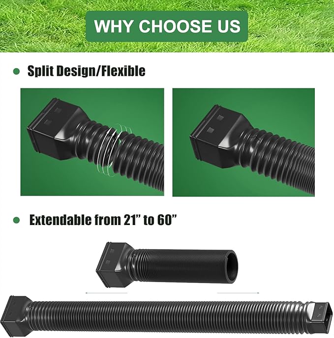 2 Pack Rain Gutter Downspout Extensions Flexible,Drain Downspout Extender Connector 21"-68",Screws for Included,White
