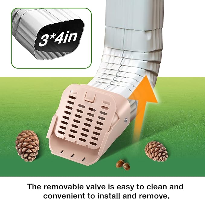 3"x4" Type-A Gutter Downspout Extensions Gutter Downspouts Downspout Diverter Outlet Filter and Leaf Guard for Bottom of Downspouts Extender Adapter for 3 inch x 4 inch downspout Limestone