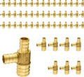 50-Pack PEX Fittings Niikappu 1"x3/4"x3/4" Pex Tee, Brass Crimp Pipe Fittings for PEX Pipes, ASTM F1807
