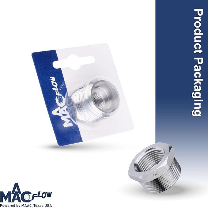 MAACFLOW Stainless Steel 3/4" Male NPT to 1/4" Female NPT Adapter Reducer Hex Bushing (Thread OD 1.02" - ID 0.44") (Pack of 1)