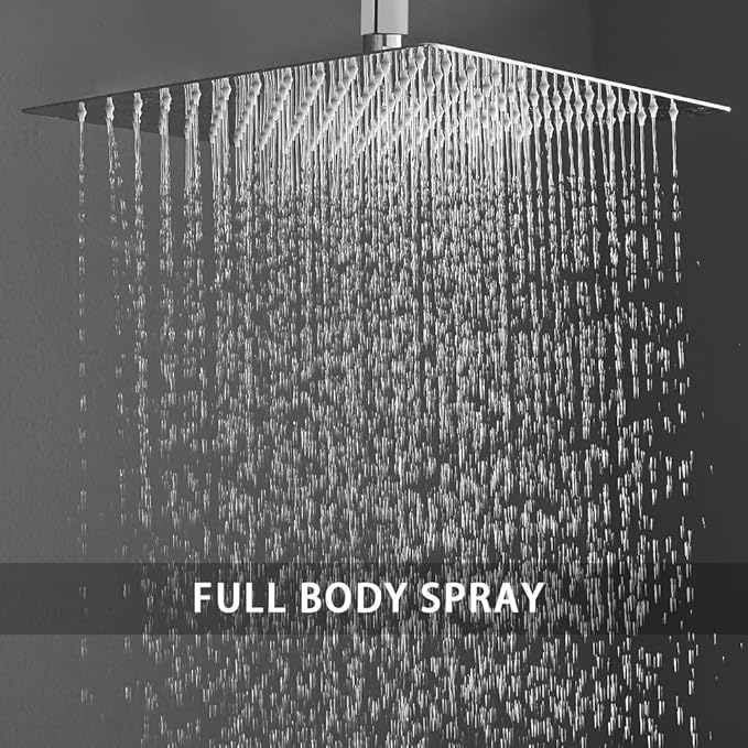 ‎Polished Chrome Shower System Bathroom 12 Inch Rain Shower Head Ceiling Mount with Handheld Luxury High Pressure Shower Combo Set Shower Faucet Rough-in Valve Body and Trim Kit