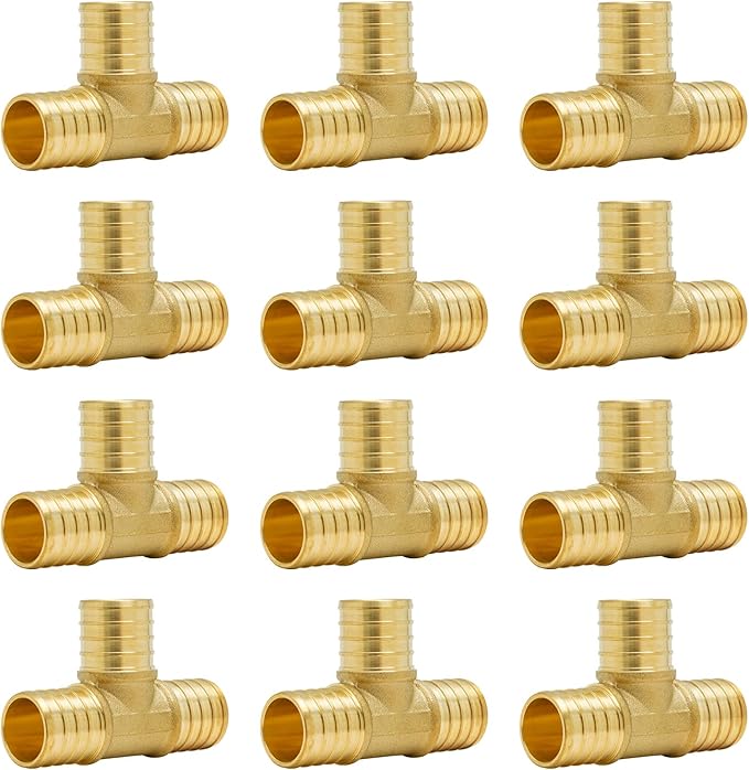 SUNGATOR 12-Pack 1" Pex Tee, No Lead Brass, 1 Inch Pex Fittings