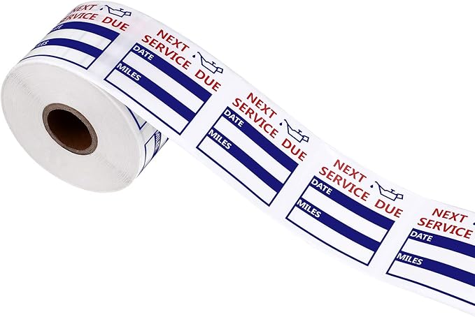 600 Pieces Oil Change Reminder Stickers Service Reminder Labels Low-Tack Windshield Stickers, 2 x 2 Inch, 1 Roll (Blue)