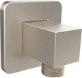 Aquaiaw Wall Supply Elbow with Flange, Tapered 1/2 NPT Female Inlet, Solid Brass Wall Union, Square Water Supply Elbow, PVD Brushed Nickel, G1/2 Outlet