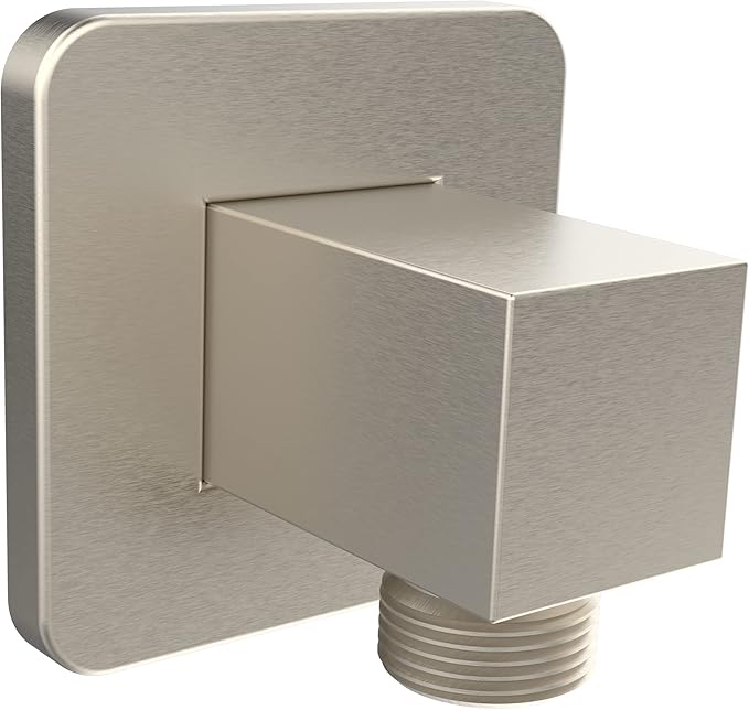 Aquaiaw Wall Supply Elbow with Flange, Tapered 1/2 NPT Female Inlet, Solid Brass Wall Union, Square Water Supply Elbow, PVD Brushed Nickel, G1/2 Outlet