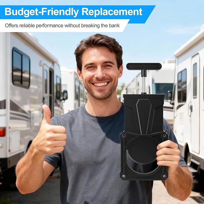 3" RV Waste Dump Gate Valve Body Black/Grey Tank Sewer Drain Knife Valve Plumbing Replacement for Campers Trailers Motorhomes