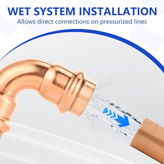 (10-Pack YVSKM) Copper Press 1/2" Long Radius Elbow Fittings,90° Copper Pipe Fittings for Water Supply, Plumbing & Hydronic Heating|Press Connect Elbow Compatible with ProPress & Standard Press Tools