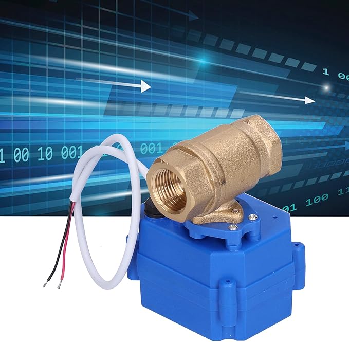 Motorized Ball Valve Brass Electrical Straight Through Water Treatment Miniature Electric Ball Valve for Plumbing Systems DN15 Thread 1/2 Inch CWX15NCR04DC924VDN15