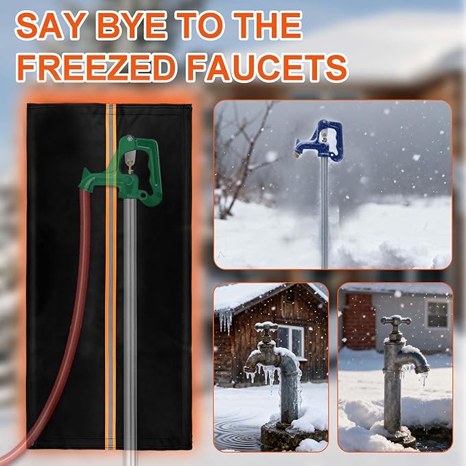 Outdoor Faucet Cover for RV Park & Yard Hydrant 35"x15" Waterproof Extended Spigot Insulated Water Faucet Cover Large Freeze and Heat Protector for Winter Outside Garden Lawn Backflow Sprinkler System
