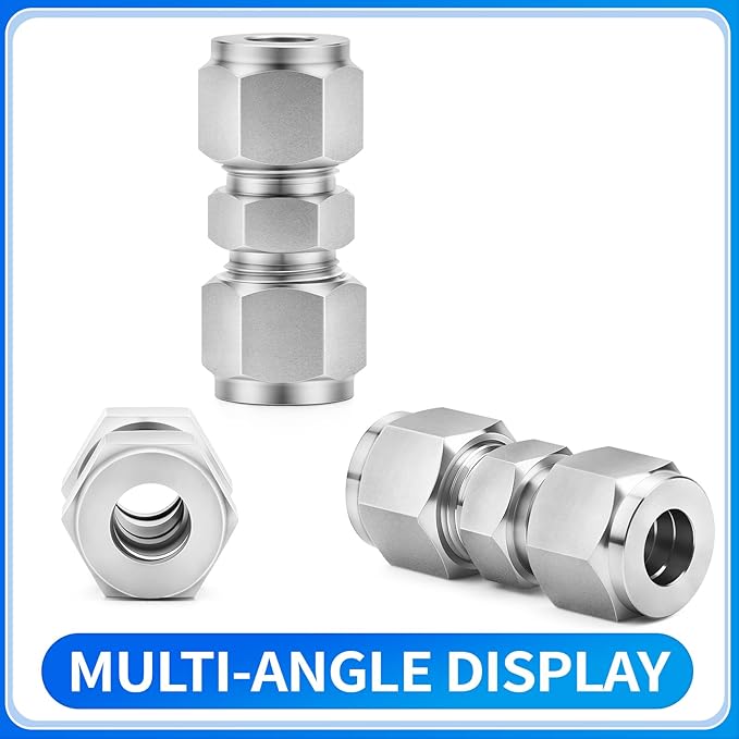 ChillWaves 304 Stainless Steel Compression Tube Fitting, 1" OD x 1" OD Compression Union Connector(1-PACK)