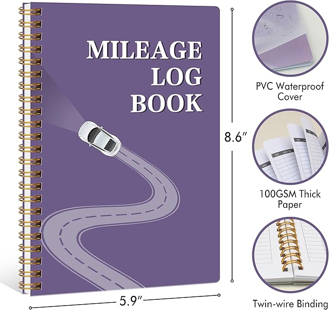Auto Mileage Log Book for Personal or Business, Vehicle Maintenance Log Book for Car, Miles Log Book for Taxes, Car Mileage Log Book for Expense Rocord Notebook, 5.9"x 8.6"