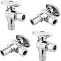 4-PCs HeSun Expansion Pex Angle Stop Valve, 1/2" Pex-a x 3/8" OD Compression Outlet, 1/4 Turn Shut Off Valve for Bathroom,ASTM F1960(VALVE094-4)