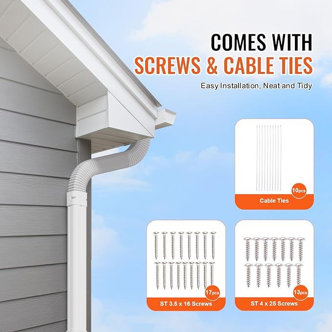 VEVOR Mini Split Line Set Cover 3-inch W 17.6Ft L, PVC Decorative Pipe Line Cover for Air Conditioner with 4 Straight Ducts & Full Components Easy to Install, Paintable for Heat Pumps, White