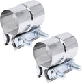 Exhaust Pipe Clamp 2.5 Inch Butt Joint Exhaust Clamp for 2.5" ID to 2.5" OD Pipe with Seal Band Clamp Sleeve 3 Inch Width 304 Stainless Steel (2PCS)