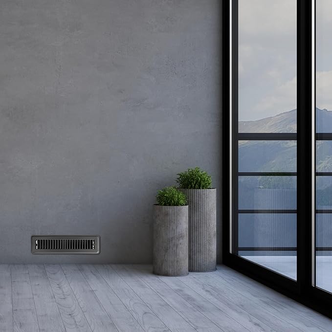 Tandefio 2 Pcs 2" x 12" Floor Register Vent Covers Metal Heavy Duty Walkable Floor Air Vent Covers with Rust Proof Finish Grille Easy Adjust Air Supply Lever for Home Wall Ceiling (Gray)