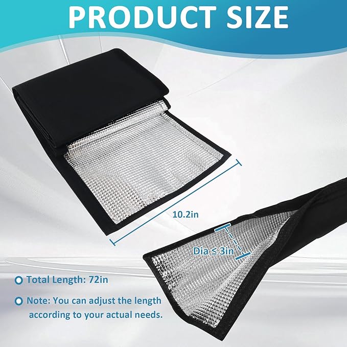 3 Layers HVAC Copper Pipe Insulation Cover, 72x10.2in Outdoor AC Insulation Tube Wrap Protector, Waterproof 600D Oxford Fabric Pipe Insulated Sleeve for Outside Central Air Conditioning Mini Splits