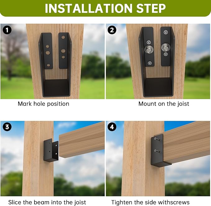 16 Pcs Concealed Joist Hanger, 2" x 4"Outdoor Concealed-Flange Hanger, 2"x4" Outdoor Trim Concealed Flanges for 2"x4" Beam, Swing, Handrail, Fence