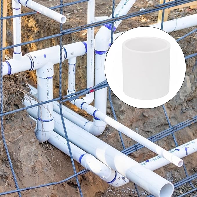 10Pack 1-1/2" PVC Pipe Coupling Adapter Pipe Fittings (Socket x Socket) Contractor Pack Schedule 40 Heavy Duty 1.50 Inch PVC Slip Socket Connectors for DIY PVC Shelf Garden Support Structure, White