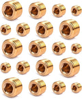 20PCS Brass Pipe Plug Fitting 1/4" 1/8" 3/8" 1/2" NPT Male Plug Hex Counter Sunk Plugs,Internal Hex Thread Socket Pipe Plugs Kit