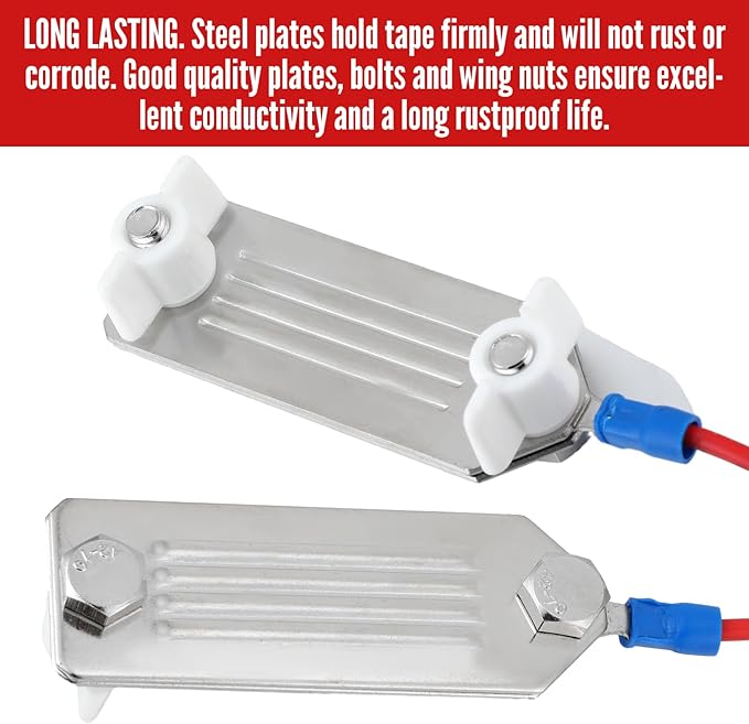Kanayu 4 Pcs Lectric Fence Tape Connector Polytape to Polytape Connector 40mm Electric Tape for Electric Fence Connection with 90 cm Wire for 1/2" to 1-1/2" Width Polytape(2 Pieces Tape)